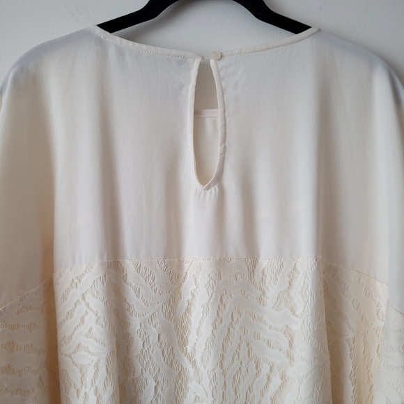 NWT Melissa Nepton Made In Canada Vanilla Cream Lace Overlay Scoop Neck Tunic L - Picture 7 of 14